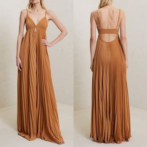 a.l.c. pleated bronze maxi dress sz 10 $895